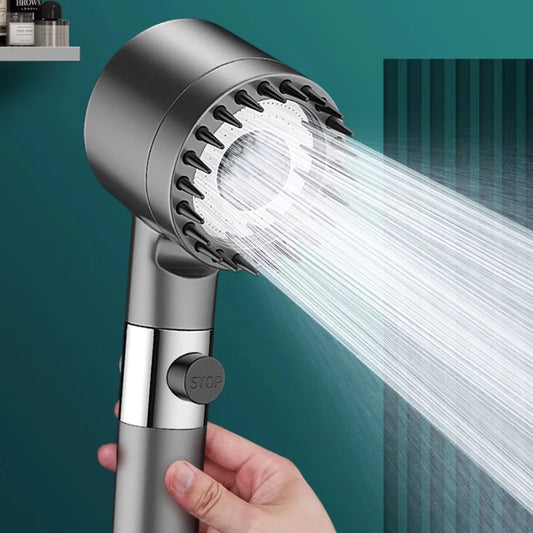 Pommeau de douche à filtre haute pression, jet réglable à 3 modes avec brosse de massage, robinet de pluie, accessoires de salle de bain